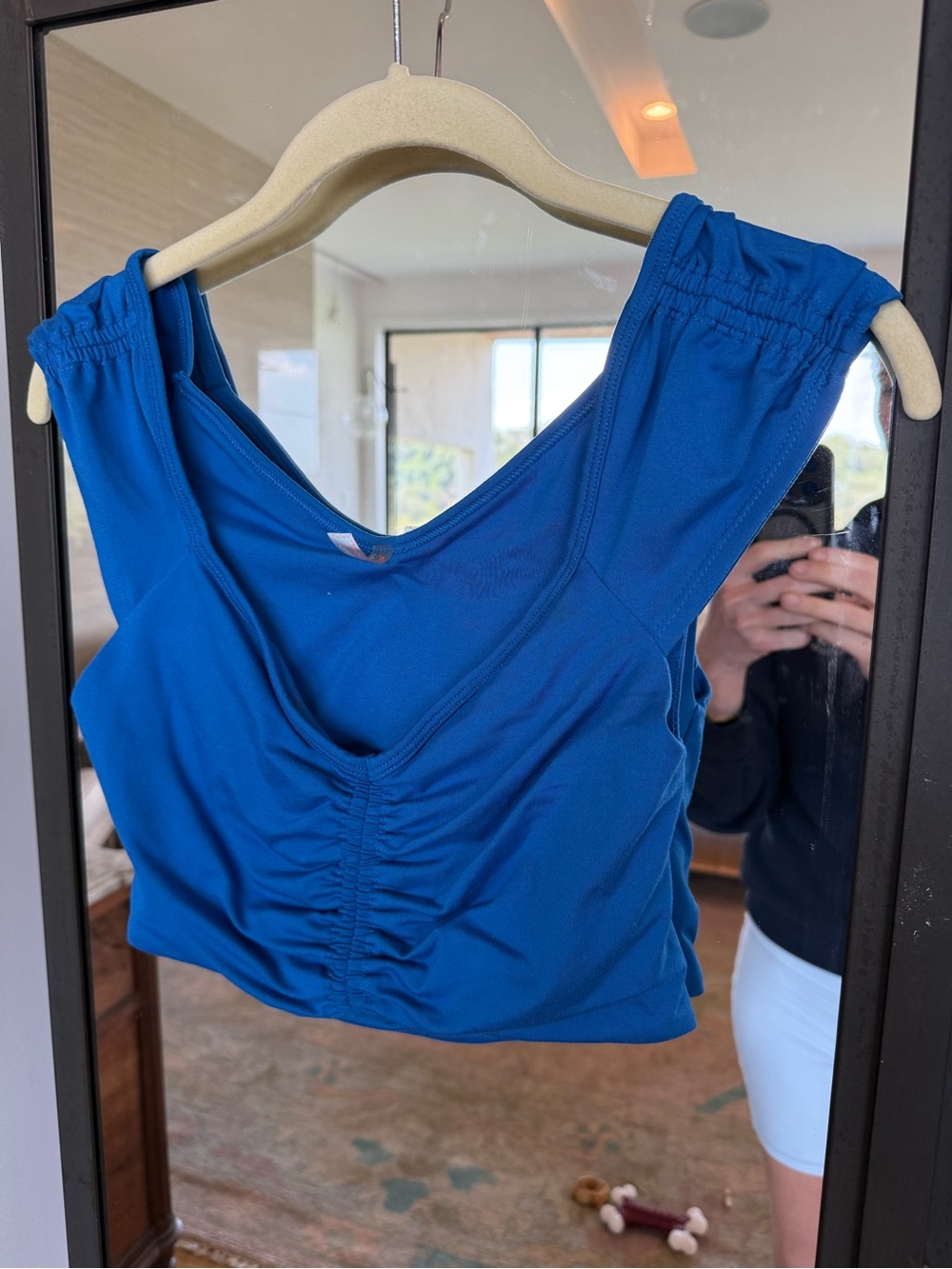 FP Movement by Free People Electric Blue Ruched V-Neck Crop Top